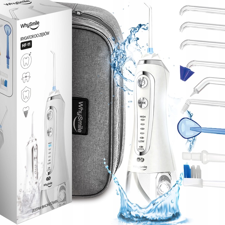 Vezeték nélküli szájzuhany, 5 fúvóka, ergonomikus kialakítás, vízálló, komplett készlet