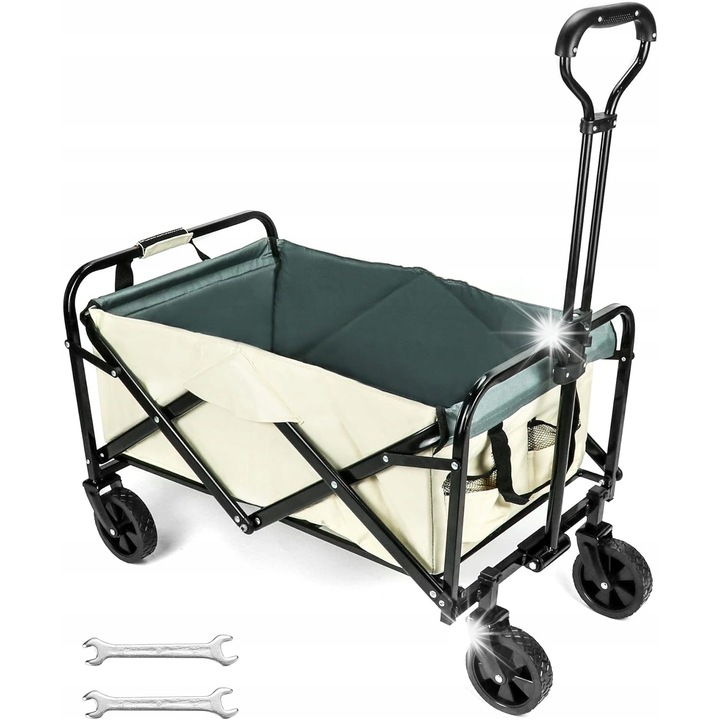 Carucior pliabil de transport, 80 kg, 71x43,5x24cm, cu maner reglabil, roti pivotante, multicolor