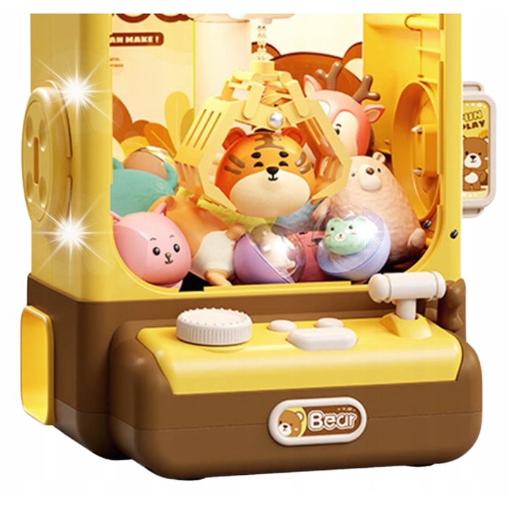 Játékautomata, Hó, 28,5x23x35,5cm, 8 golyós és 10 plüssfigurás készlet