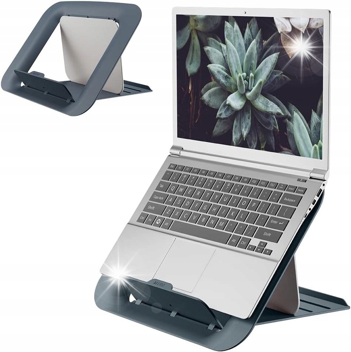 Suport laptop reglabil, 4 inaltimi, gri, 24,7x31,2x5cm