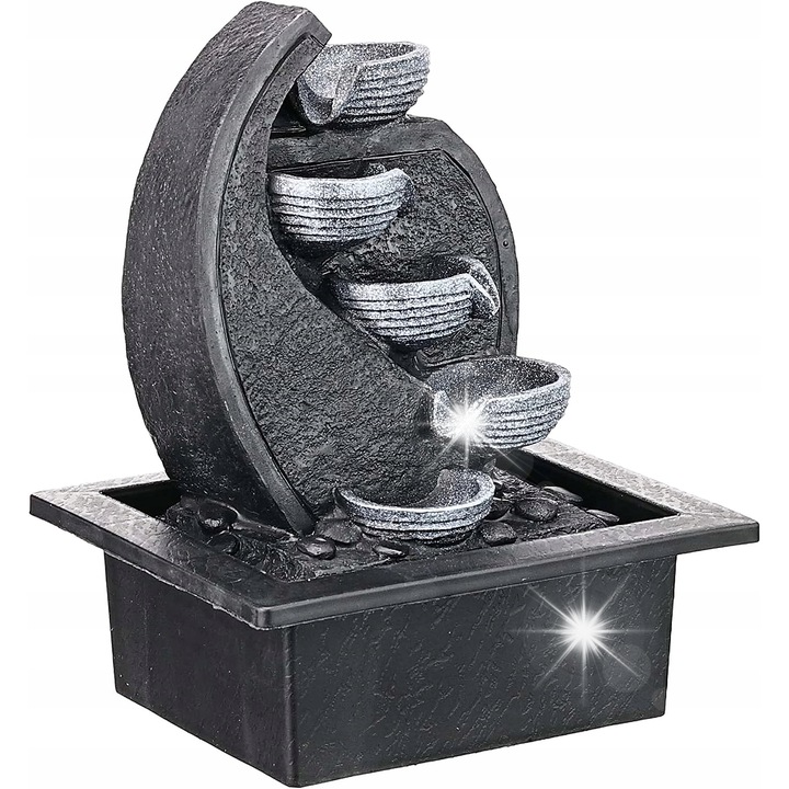 Декоративен фонтан с LED осветление, модел Zen'Light, 17x21x26см, комплект с помпа