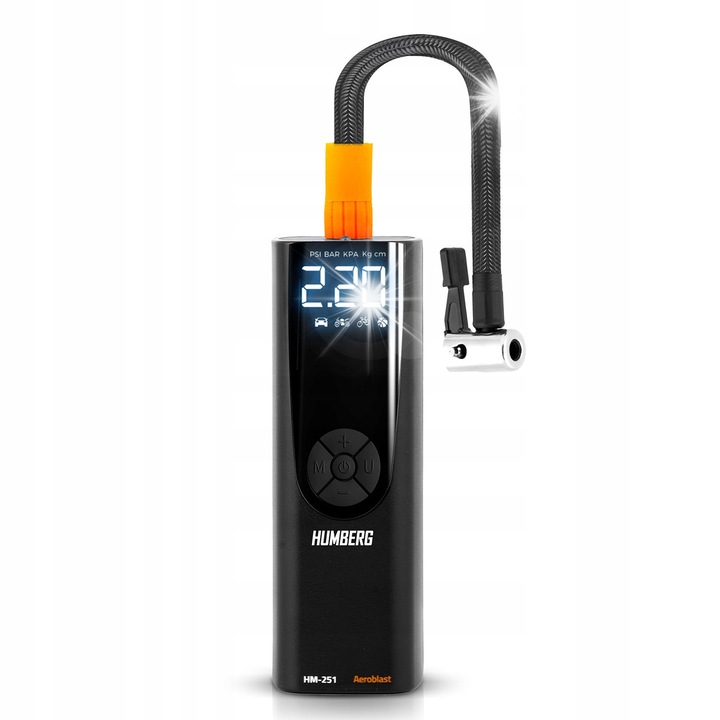 Compresor auto electric fara fir Bemi 12V, 4 moduri programabile, incarcare USB-C, 10 l/min, set complet