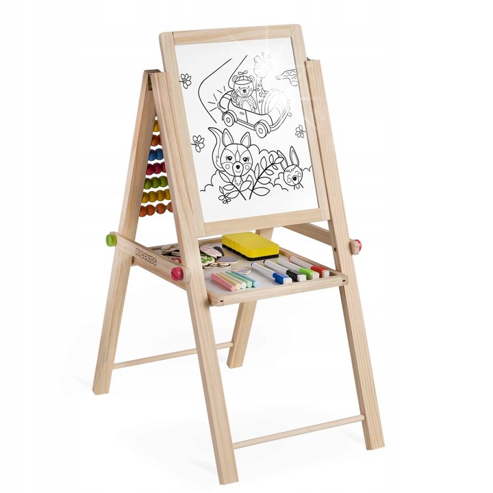 Tabla magnetica pliabila Bemi Toys 2 in 1, cu cifre si litere, 62x28x44cm