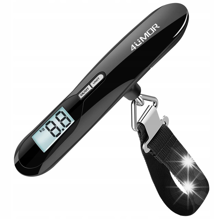 Cantar electronic de bagaj, 50kg, design modern, compact, negru