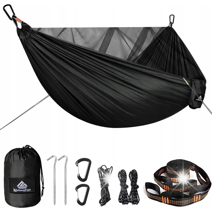 Къмпинг хамак с мрежа против насекоми, 290x140см, до 300кг, найлонов материал