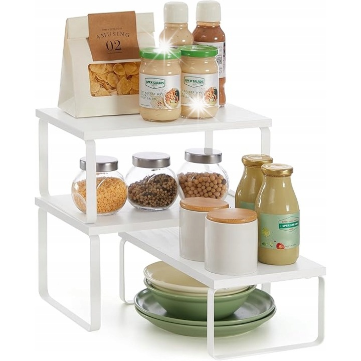 Set 3 rafturi pentru condimente, diverse configurari, lemn si metal, 5 kg per raft