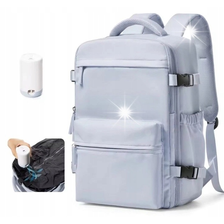 Rucsac cu pompa electrica, 40x25x20cm, bej, set inclusiv pompa USB-C