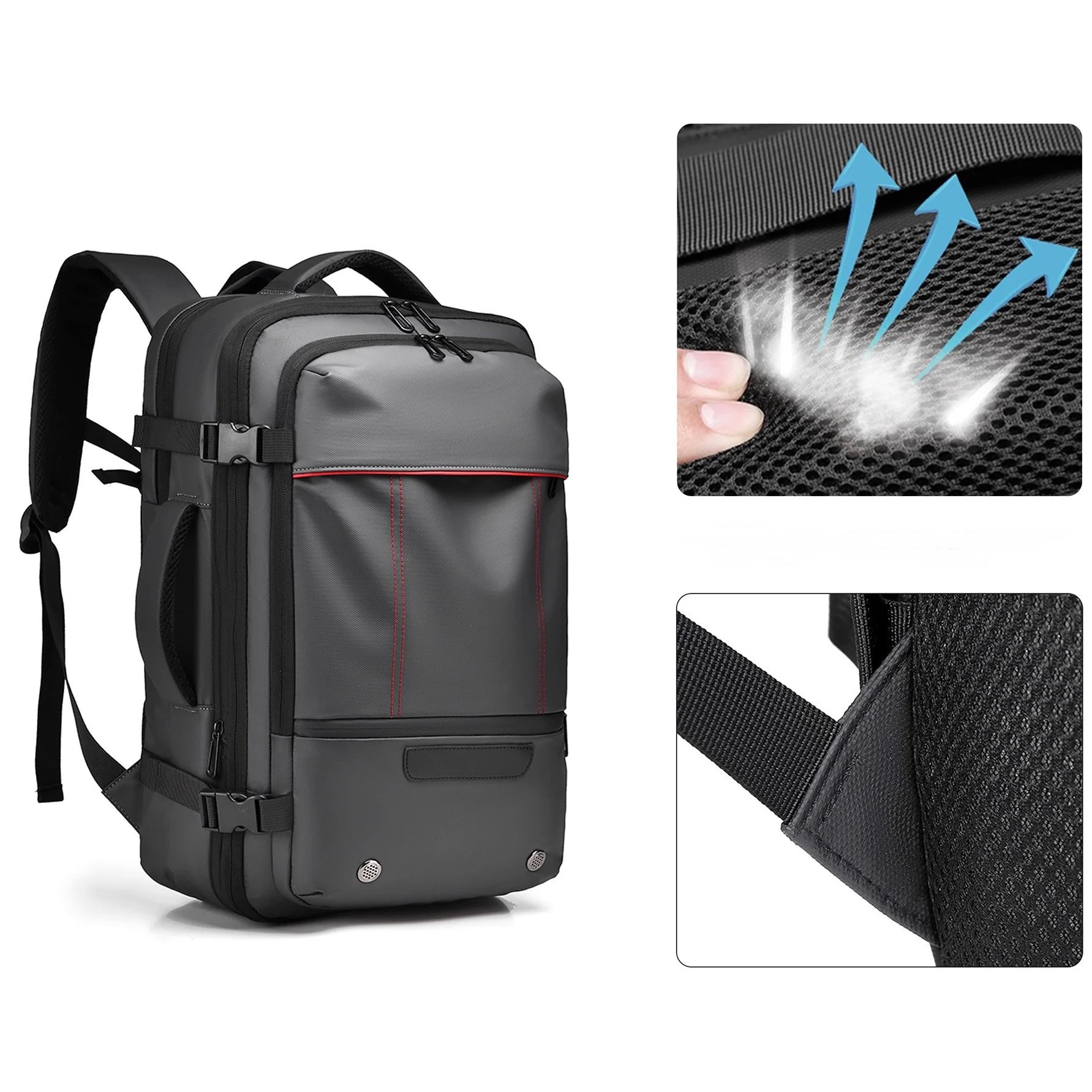 Rucsac calatorie pentru laptop, impermeabil, cu functie de compresie, 49x28x15cm, design modern