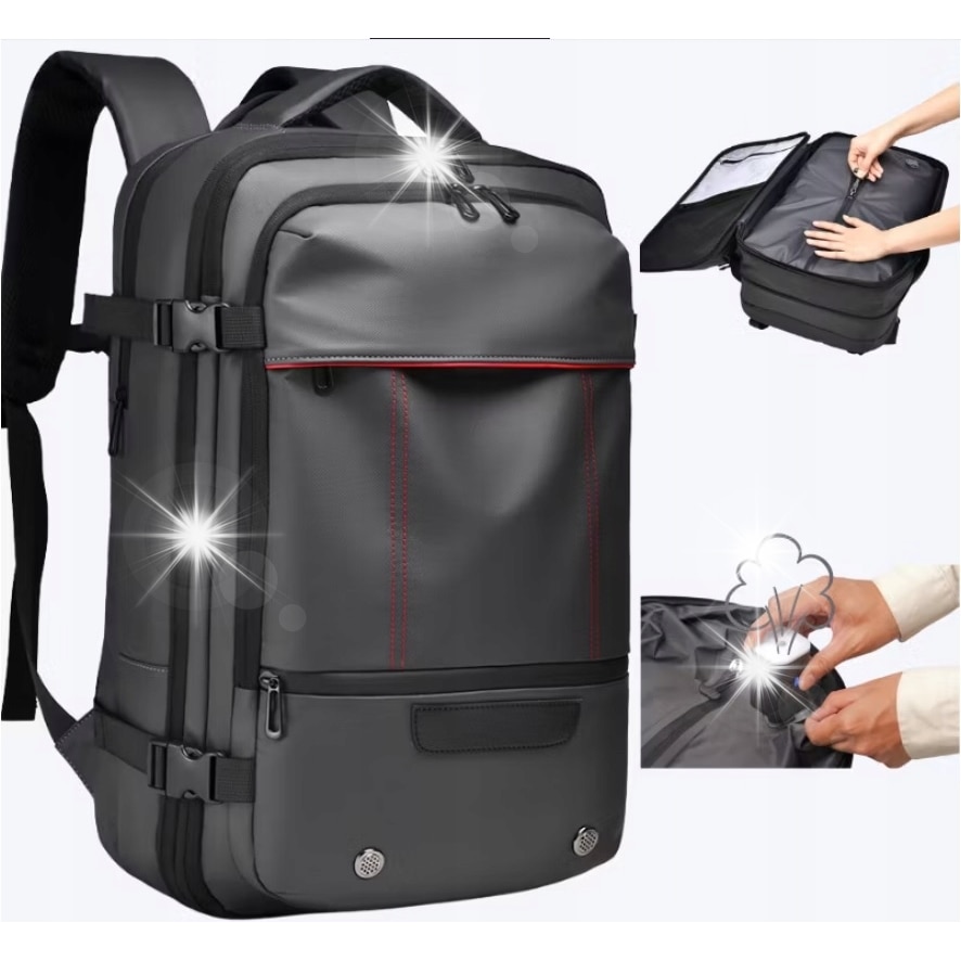 Rucsac calatorie pentru laptop, impermeabil, cu functie de compresie, 49x28x15cm, design modern