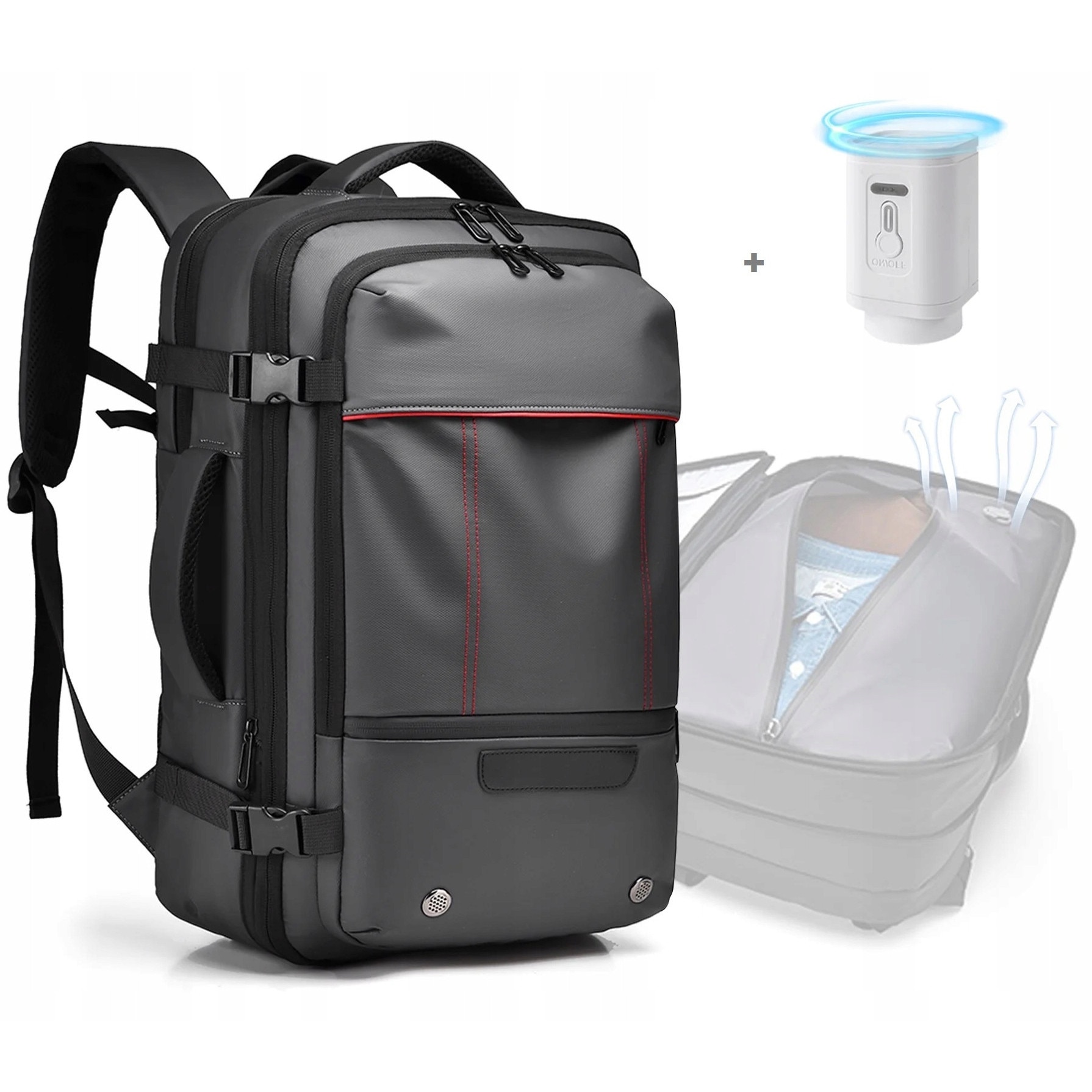 Rucsac calatorie pentru laptop, impermeabil, cu functie de compresie, 49x28x15cm, design modern
