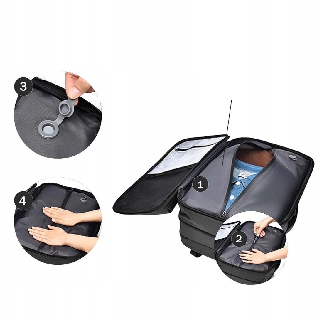 Rucsac calatorie pentru laptop, impermeabil, cu functie de compresie, 49x28x15cm, design modern