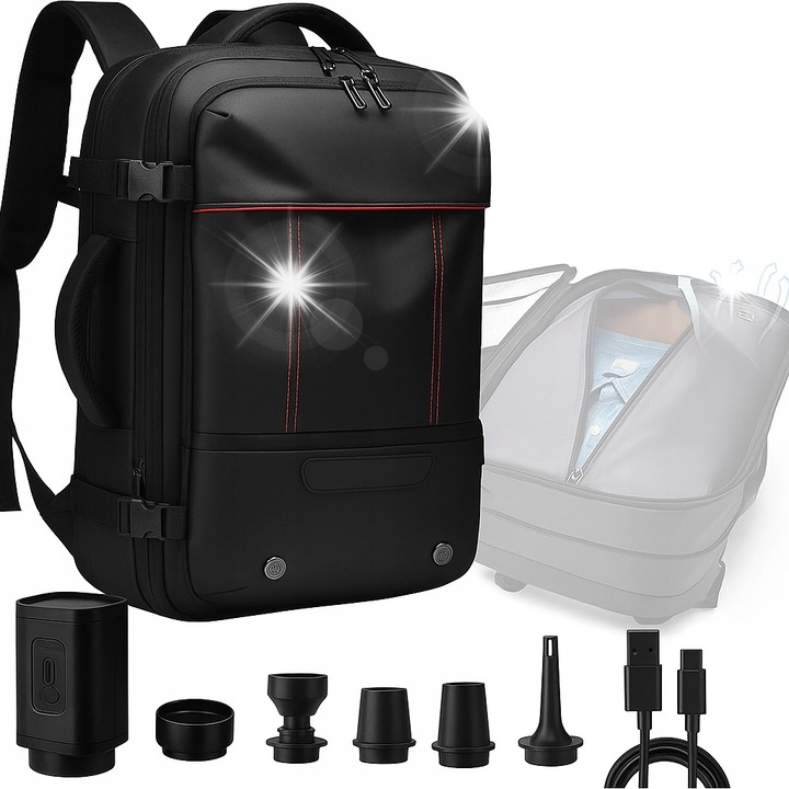 Rucsac de calatorie pentru laptop, impermeabil, cu compresie, 49x32x15cm, cu pompa