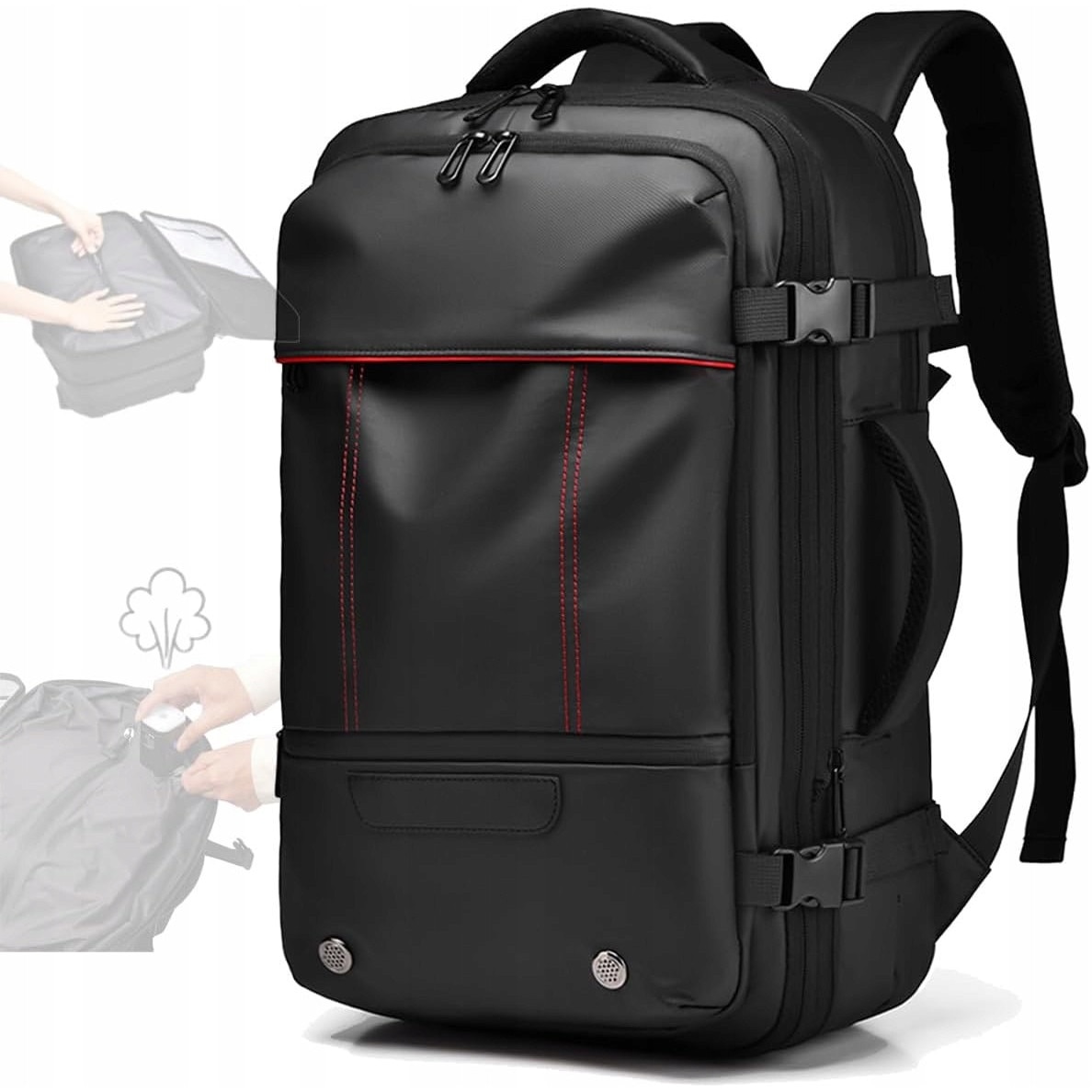 Rucsac de calatorie pentru laptop, impermeabil, cu compresie, 49x32x15cm, cu pompa