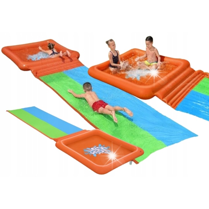 Bestway gyermek vízi csúszda, 488 cm, 2 pálya, többszínű, 3 év+