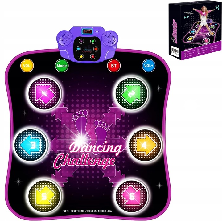 Covor de dans pentru copii, multicolor, 79x90 cm, 6 sageti, conectivitate Bluetooth