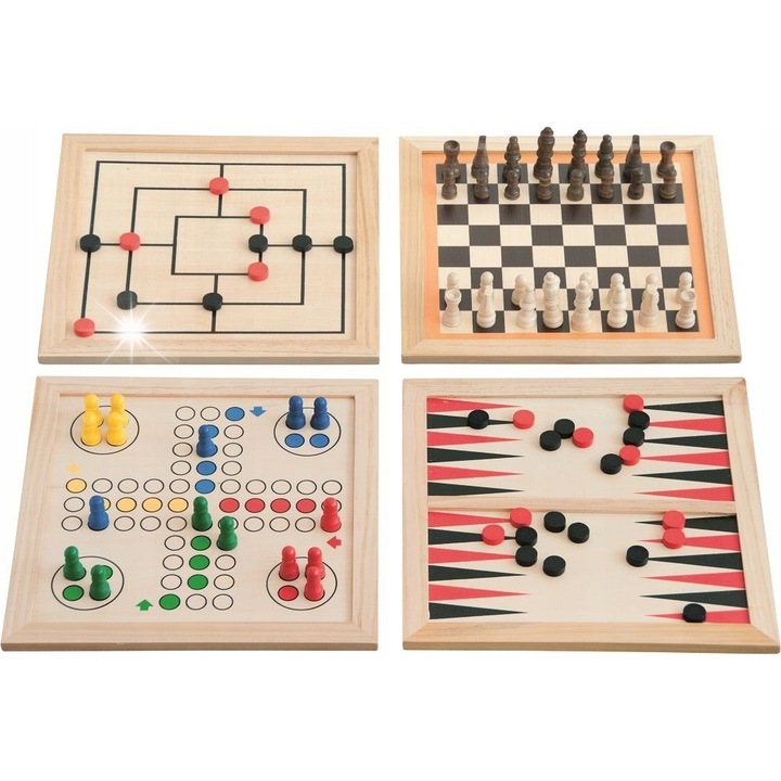 Set de jocuri traditionale din lemn Woodyland, 30x28x6cm, pentru intreaga familie