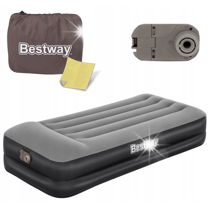 Materac camping cu pompa electrica Bestway, 191x97x46 cm, material PVC, un loc, set complet