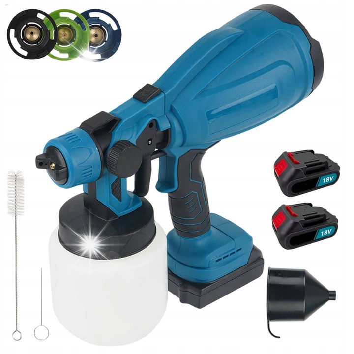 Pistol de vopsit, 250W, 3 duze, 1000ml, albastru/negru, set