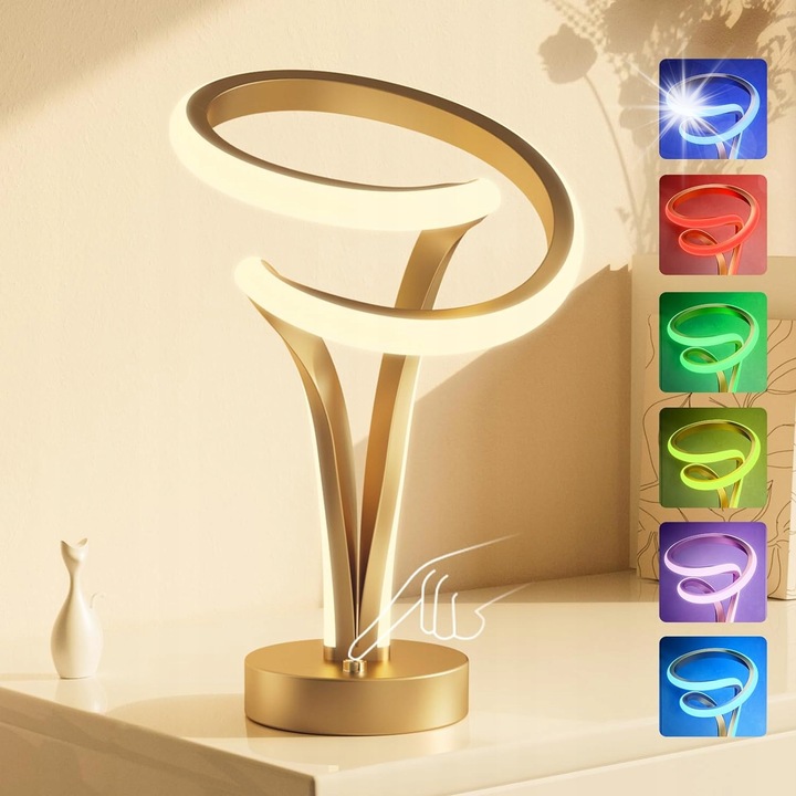 Lampa de birou LED, 13W, RGB, aurie, 12x33x20cm