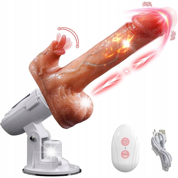 Rotációs dildó 5 az 1-ben, 8 funkció, G és C stimuláció, fehér