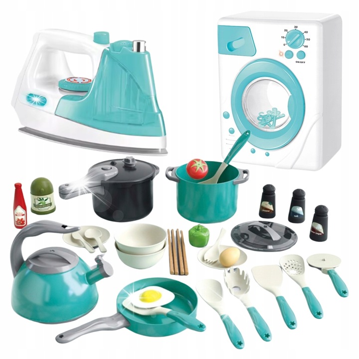 Set bucatarie pentru copii, prajitor de paine, fier de calcat, multicolor, 3 ani+