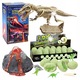 Set 12 oua cu Dinozauri Stralucitori, Vulcan, Jocuri Educative pentru Copii, Dimensiune Vulcan 16x11x9cm, Jaja 7x4.5cm