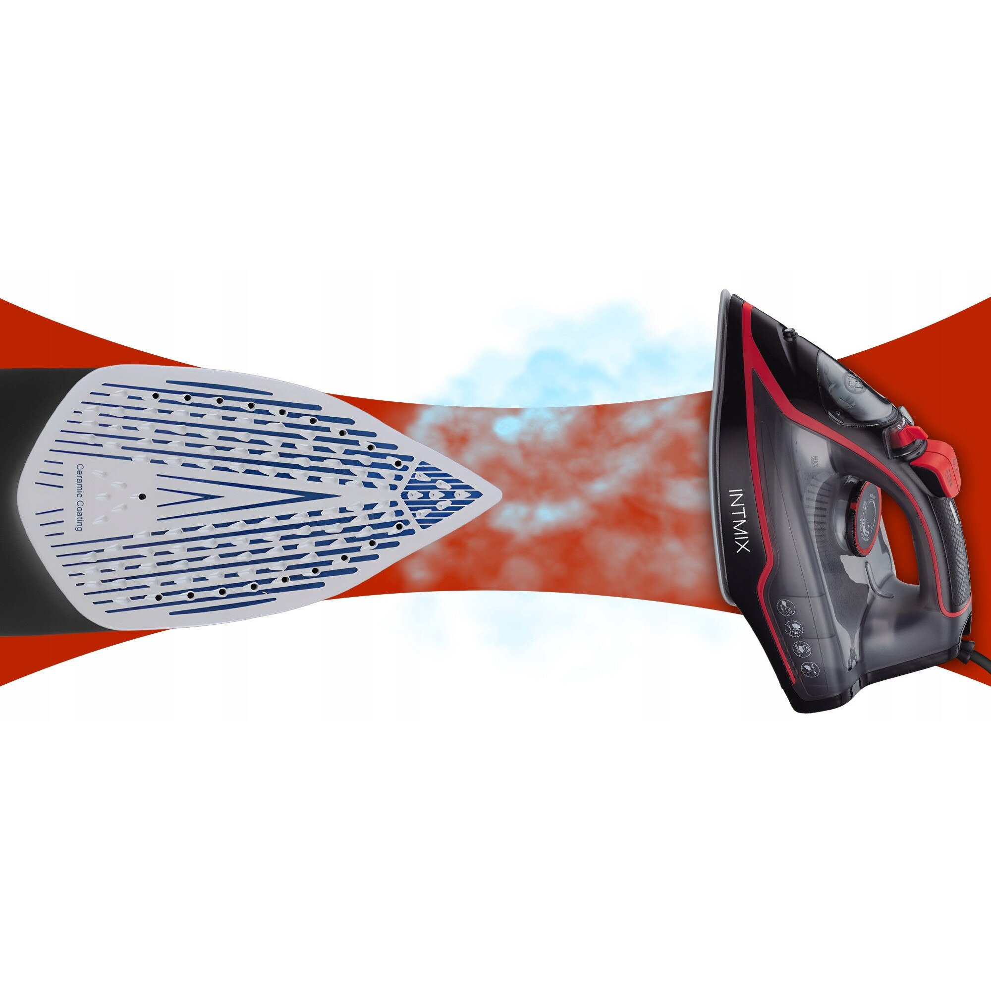Fier de calcat cu aburi ceramic, 3000W, 9 in 1, functie anti-drip, 31cm, 350ml