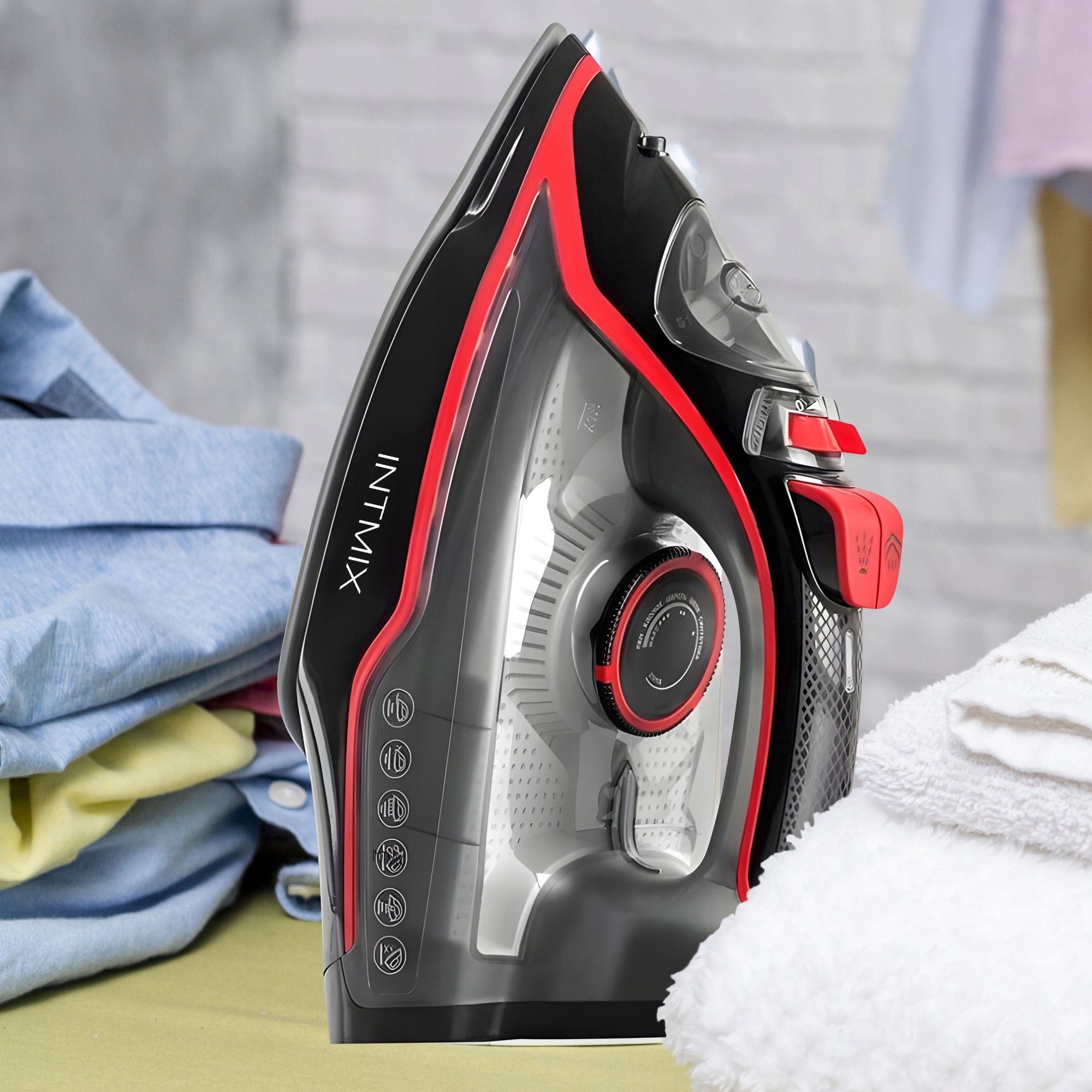 Fier de calcat cu aburi ceramic, 3000W, 9 in 1, functie anti-drip, 31cm, 350ml