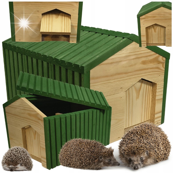 Casuta pentru arici, impregnata, 25x36x27 cm, legatura de gradina, iarna