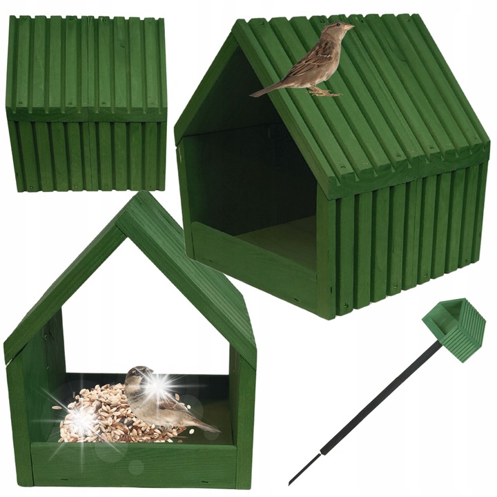 Hranitoare pentru pasari din lemn impregnat, 117x24x22 cm, set