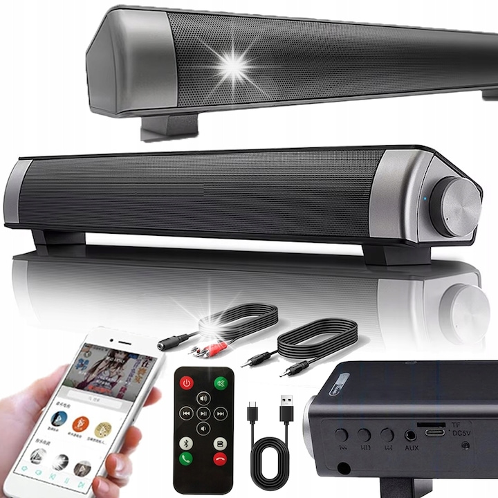Soundbar, 5W, Bluetooth 5.0, negru, set complet