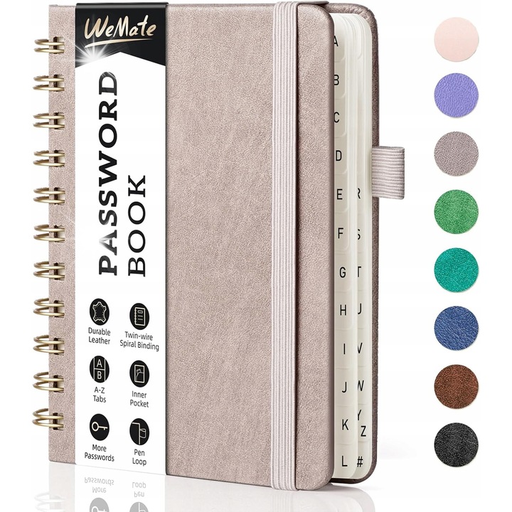 Caiet notite A6, elegant, crem, 168 pagini, din piele vegana