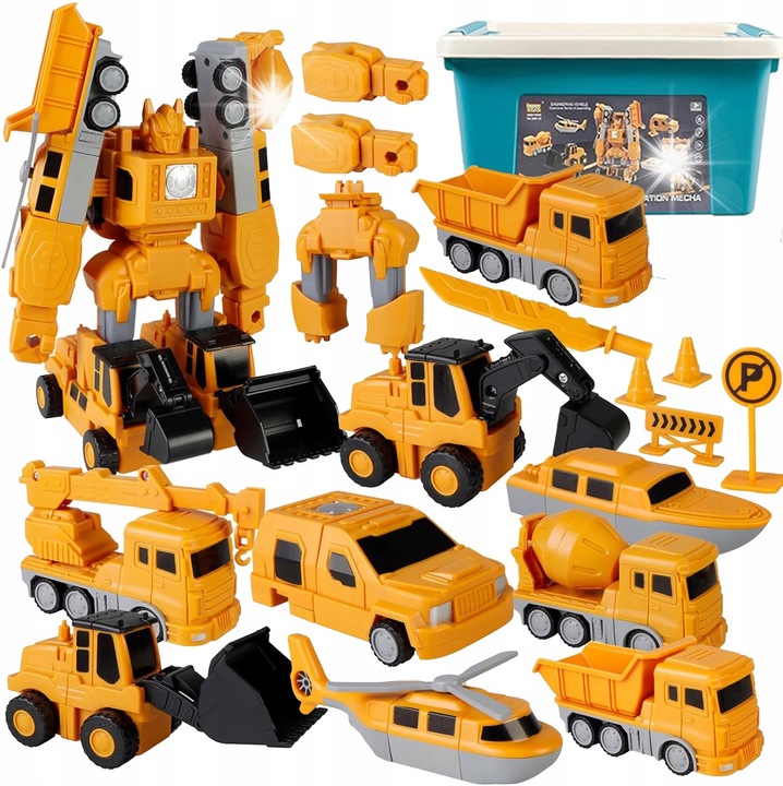 Set de constructie auto robot, galben, 24x15,5x30,5cm, 35 piese