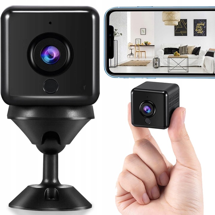 Camera spion mini fara fir 1080P, detectie ascunsa, latime mare