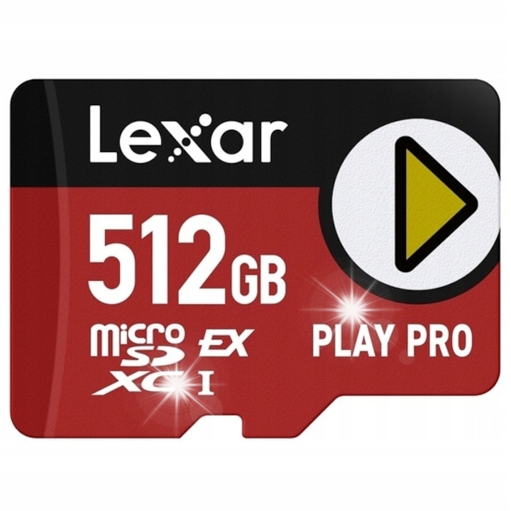 Karta de memorie microSDXC 512GB Lexar PLAY PRO Express, 900MB/s citire, 600MB/s scriere, V30, U3, set