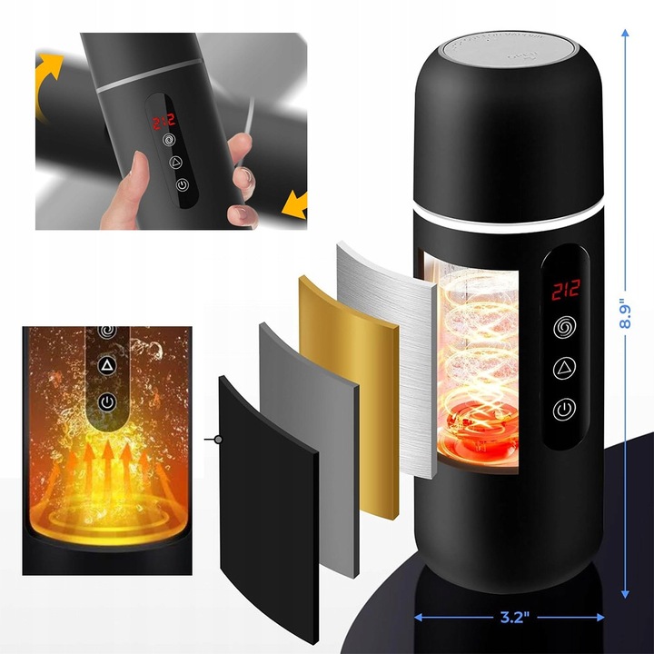 Autós hőtartó bögre 420ml 12V/24V, 96W