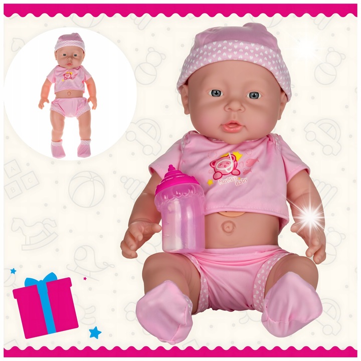 Lala interaktív baba Bobas Dorotka kiegészítőkkel, 40cm, rózsaszín, szett