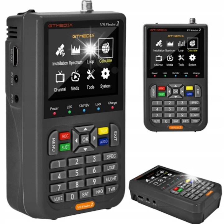 Contor digital de semnal V8 Finder2 DVB-S2X, 3,5" LCD, 4000 mAh, negru