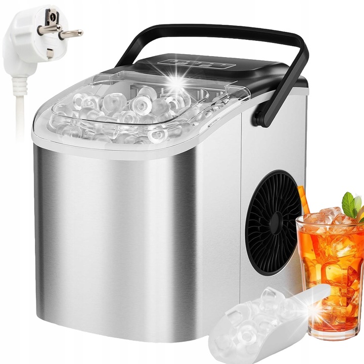 Masina de facut gheata, 15kg/24h, argintie, 290x294x222mm, set complet