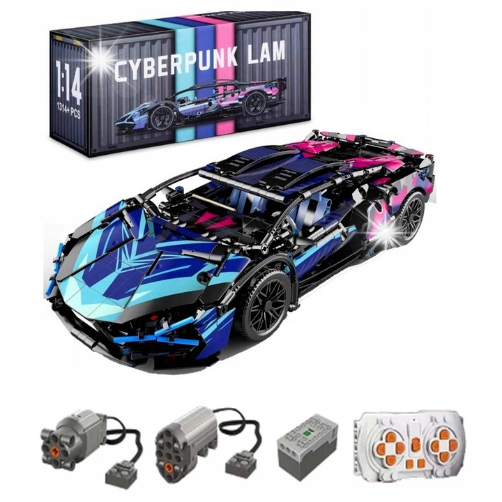 Set de constructie, Auto sportiv, 1254 piese, multicolor, 36x16x8cm