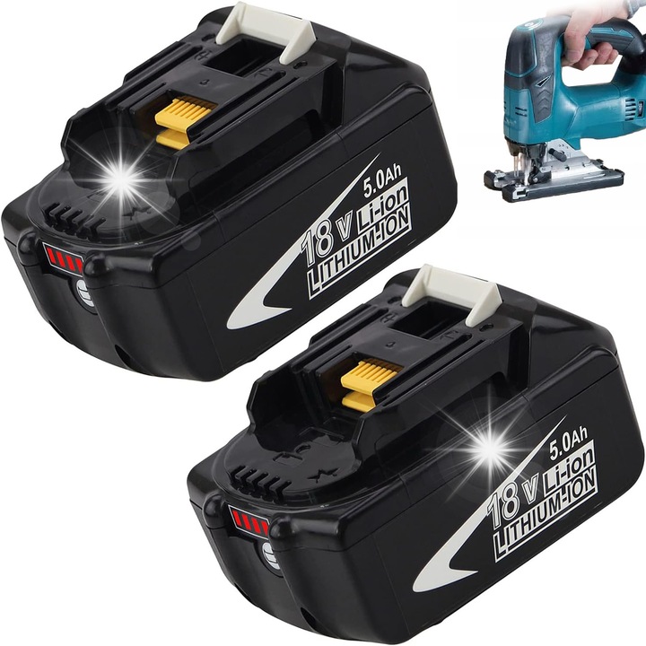 Acumulator 18V 5Ah pentru scule electrice, LED