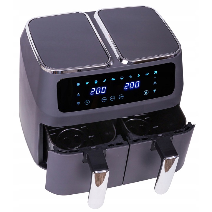 Olajmentes fritőz 8L, 2800W, 8 programmal, fekete, 28,5x36,5x33,5cm