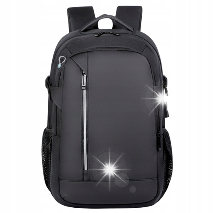 Rucsac urban cu USB, compartiment pentru laptop, 16L, 45x32x11cm, negru