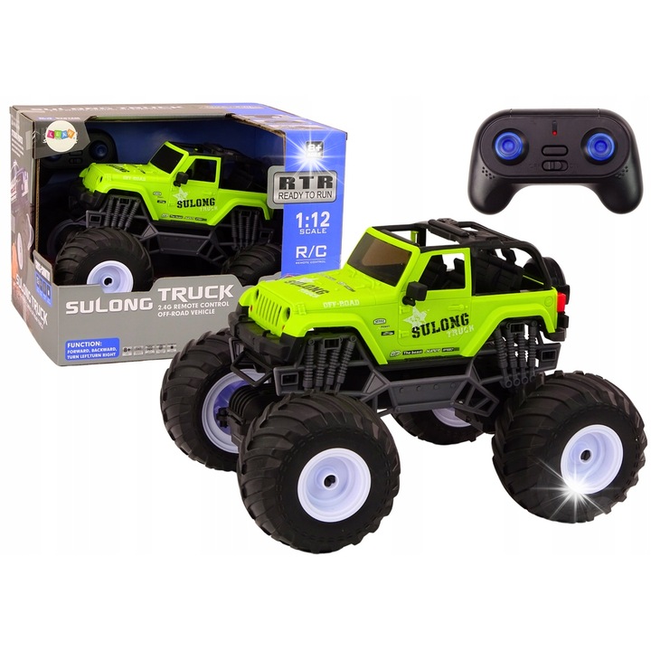 Masinuta Terenoasa RC 1:12, verde, 33x29,5x25cm, set cu telecomanda 2.4G