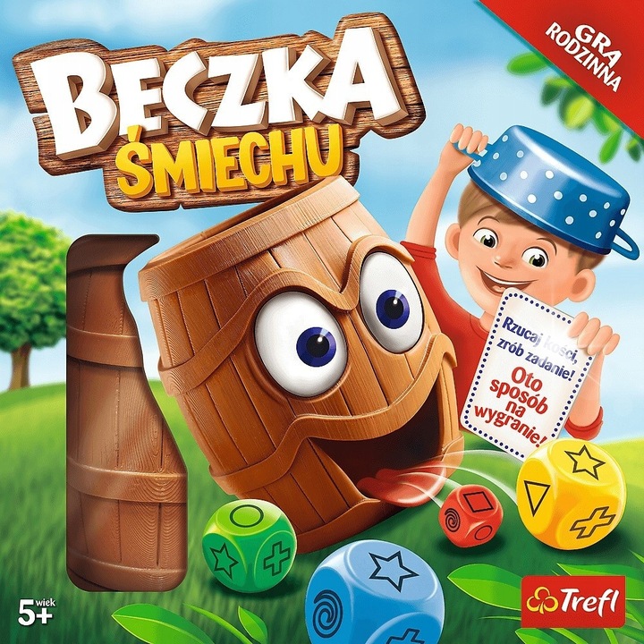 Beczka Smiechu társasjáték, 56 kártya, 8 dobókocka, 2-4 játékos, 5 év feletti gyerekeknek