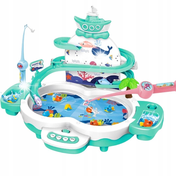 Set interactiv de pescuit cu tobogan, jucarie pentru copii, multicolor, dimensiuni variate