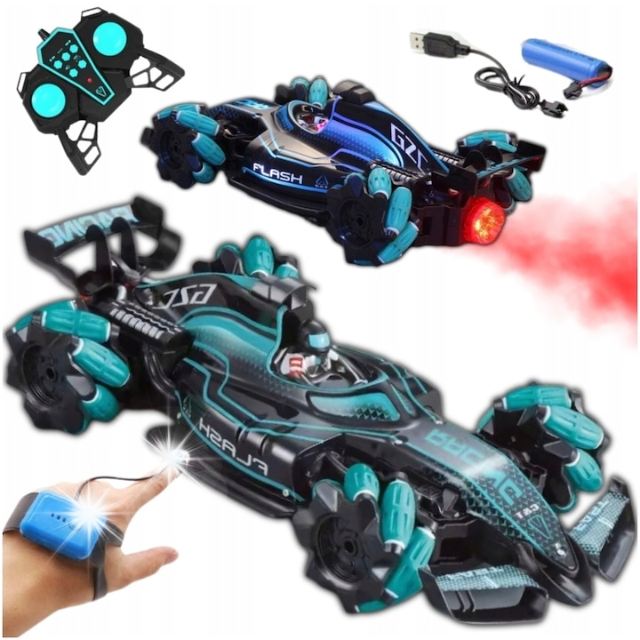 Masina de drift cu telecomanda Formula 1, multicolor, 17x36x11,5cm, set complet cu controler si acumulator