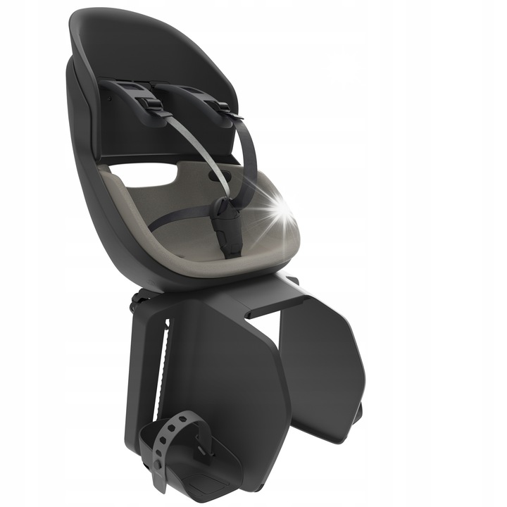 Scaun copii bicicleta Prodigee, montare pe portbagaj, amortizant, negru/gri