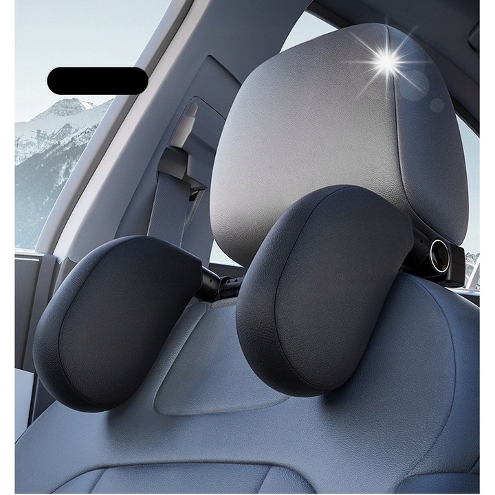 Suport auto pentru cap, negru, din piele PU, cu umplutura din spuma, set de 1 bucata