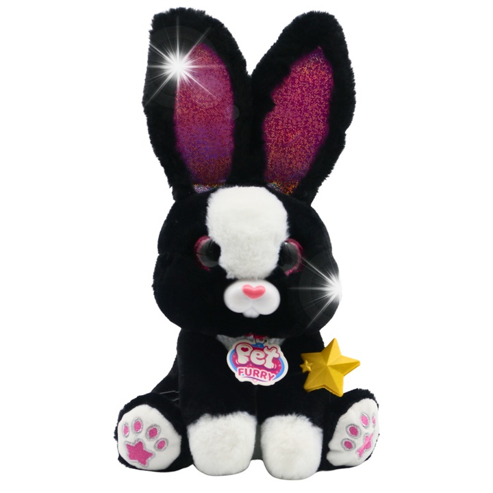 Iepuras interactiv Magic Bunny, 19x17 cm, efecte luminoase si sonore, pentru copii de la 3 ani
